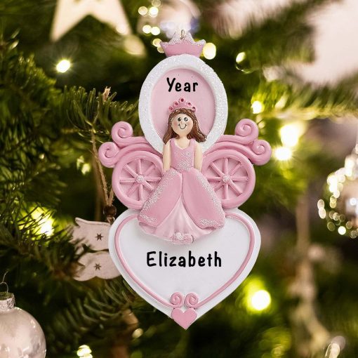 Personalized Princess Carriage Heart Christmas Ornament