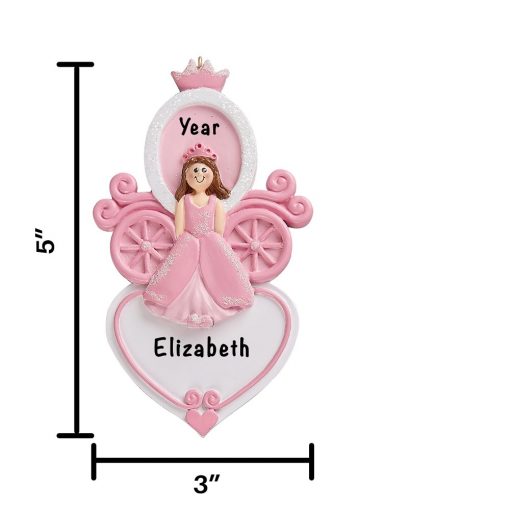 Princess Carriage Heart Personalized Christmas Ornament