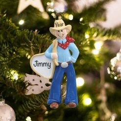 Personalized Cowboy Ranch Christmas Ornament