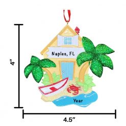 Beach House Personalized Christmas Ornament