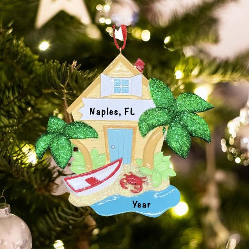 Personalized Beach House Christmas Ornament