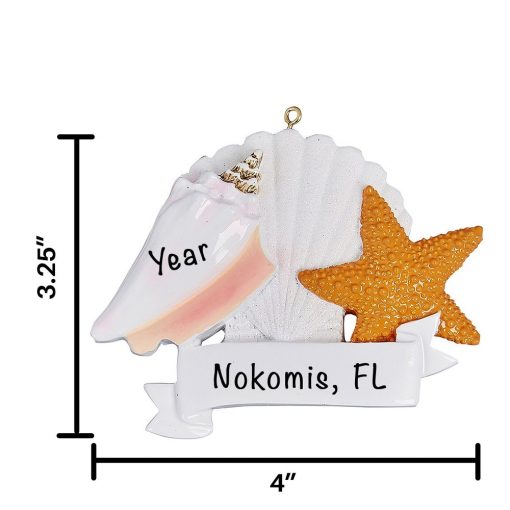 Seashells Personalized Christmas Ornament