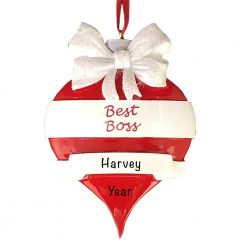 Best Boss Red Ornament Personalized Christmas Ornament