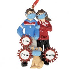 Couple With Dog COVID-19 Personalized Christmas Ornament