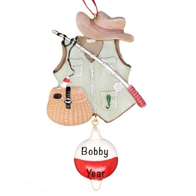 Fishing Vest Personalized Christmas Ornament