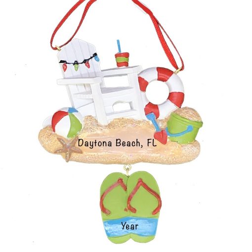 Beach Chair Toys and Sandals Personalized Christmas Ornament