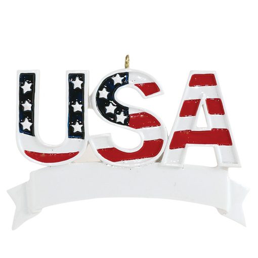 Personalized USA Patriotic American Christmas Ornament Blank