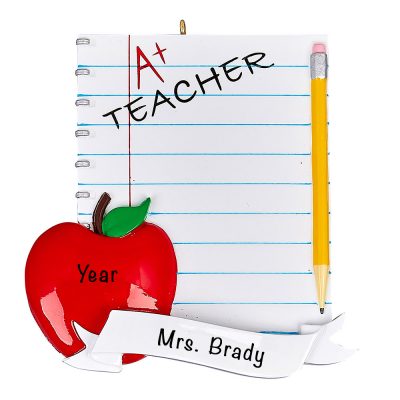 Personalized Teacher School Notebook Christmas Ornaments 