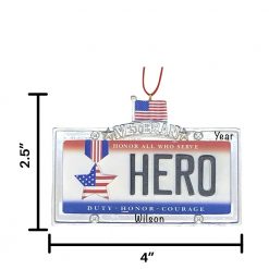 Personalized Veteran Hero License Plate Christmas Ornament