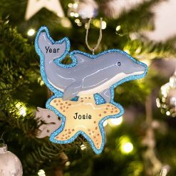 Personalized Dolphin Beach Christmas Ornament