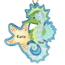Seahorse Beach Personalized Christmas Ornament