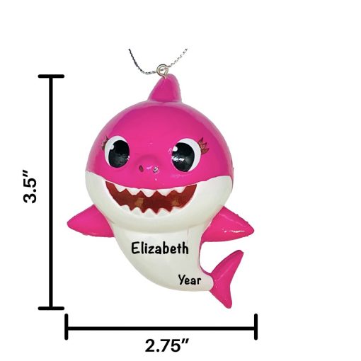 Personalized Baby Shark Pink Christmas Ornament