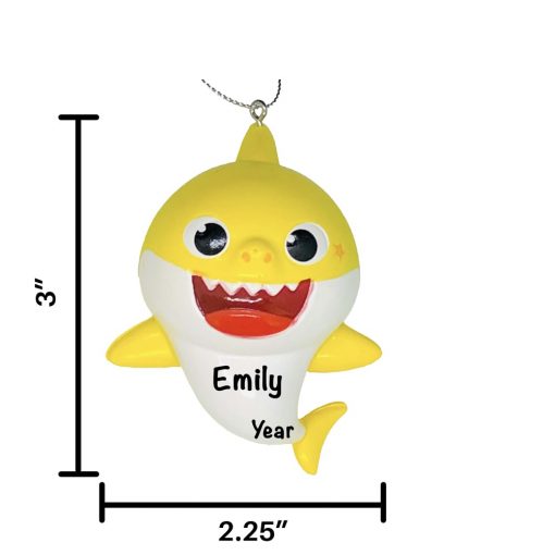 Personalized Baby Shark Yellow Christmas Ornament