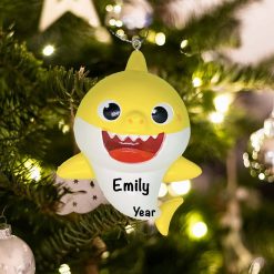 Personalized Yellow Baby Shark Christmas Ornament