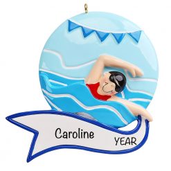 Swimming Girl Personalized Christmas Ornament