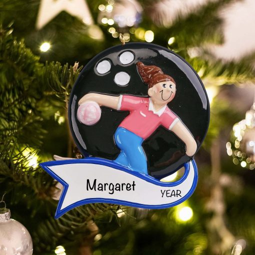 Bowling Girl Personalized Christmas Ornament