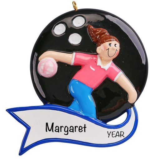 Bowling Girl Personalized Christmas Ornament