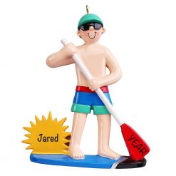 Paddle Board Boy Personalized Christmas Ornament