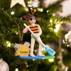 Stand Up Paddle Board Girl Personalized Christmas Ornament
