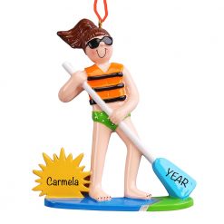 Stand Up Paddle Board Girl Personalized Christmas Ornament