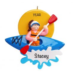 Kayak Girl Personalized Christmas Ornament
