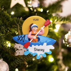 Kayak Girl Personalized Christmas Ornament
