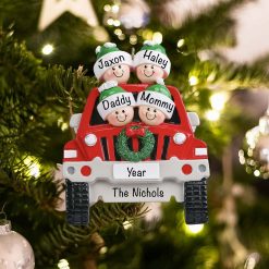 JEEP Family of 4 SUV Personalized Christmas Ornament