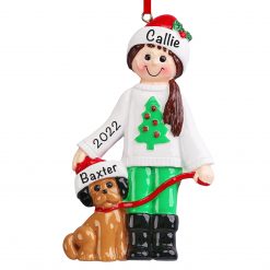 Girl With Dog Personalized Christmas Ornament