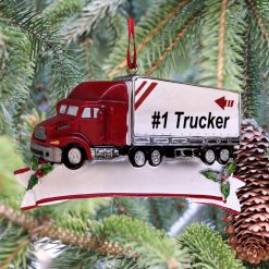 Trucker Semi Truck Christmas Ornament Gift