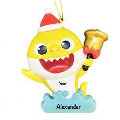 Baby Shark Yellow Santa Hat Personalized Christmas Ornament Gift
