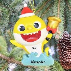 Baby Shark Yellow Santa Hat Personalized Christmas Ornament Gift