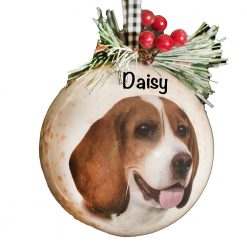 Beagle Decoupage Christmas Ornament