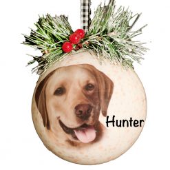 Yellow Labrador Retriever Decoupage Christmas Ornament Gift