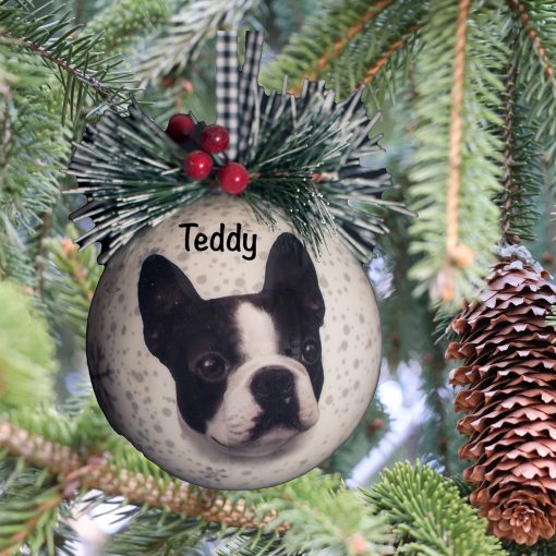 Boston Terrier Retriever Decoupage Christmas Ornament Gift