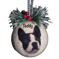 Boston Terrier Retriever Decoupage Christmas Ornament Gift