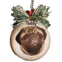 Pug Decoupage Christmas Ornament