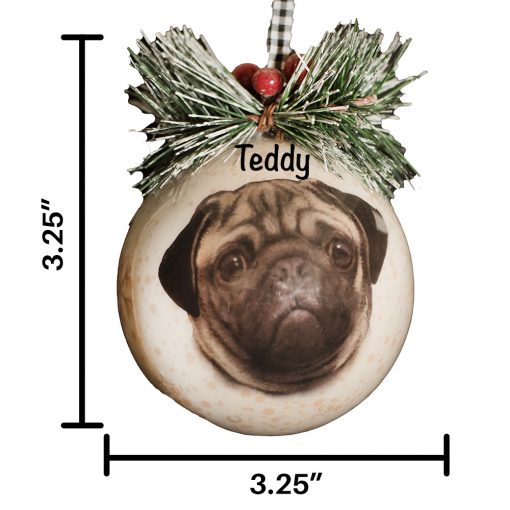 Pug Decoupage Christmas Ornament