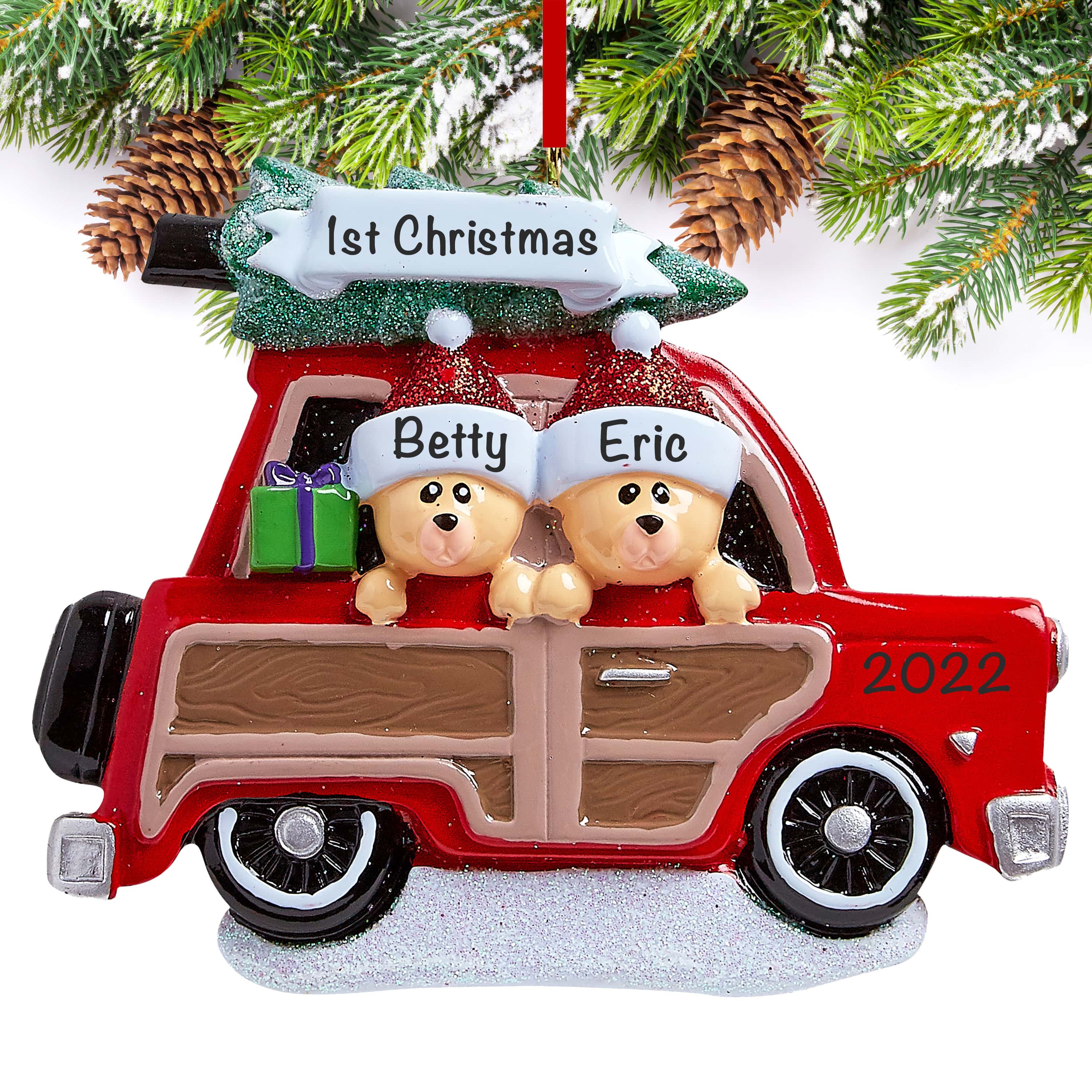 SUV Car Christmas Tree Couple Personalized Christmas Ornament