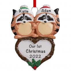 Racoon Couple Personalized Christmas Ornament
