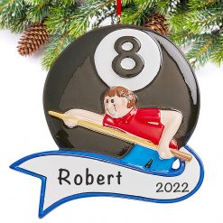 Pool 8 Ball Billiards Personalized Christmas Ornament