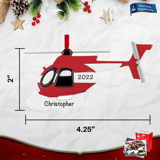 Helicopter Personalized Christmas Ornament