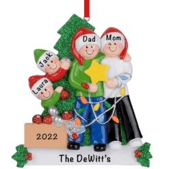 Decorating the Christmas Tree Family of 4 Personalized Christmas Ornament Holiday Traditions