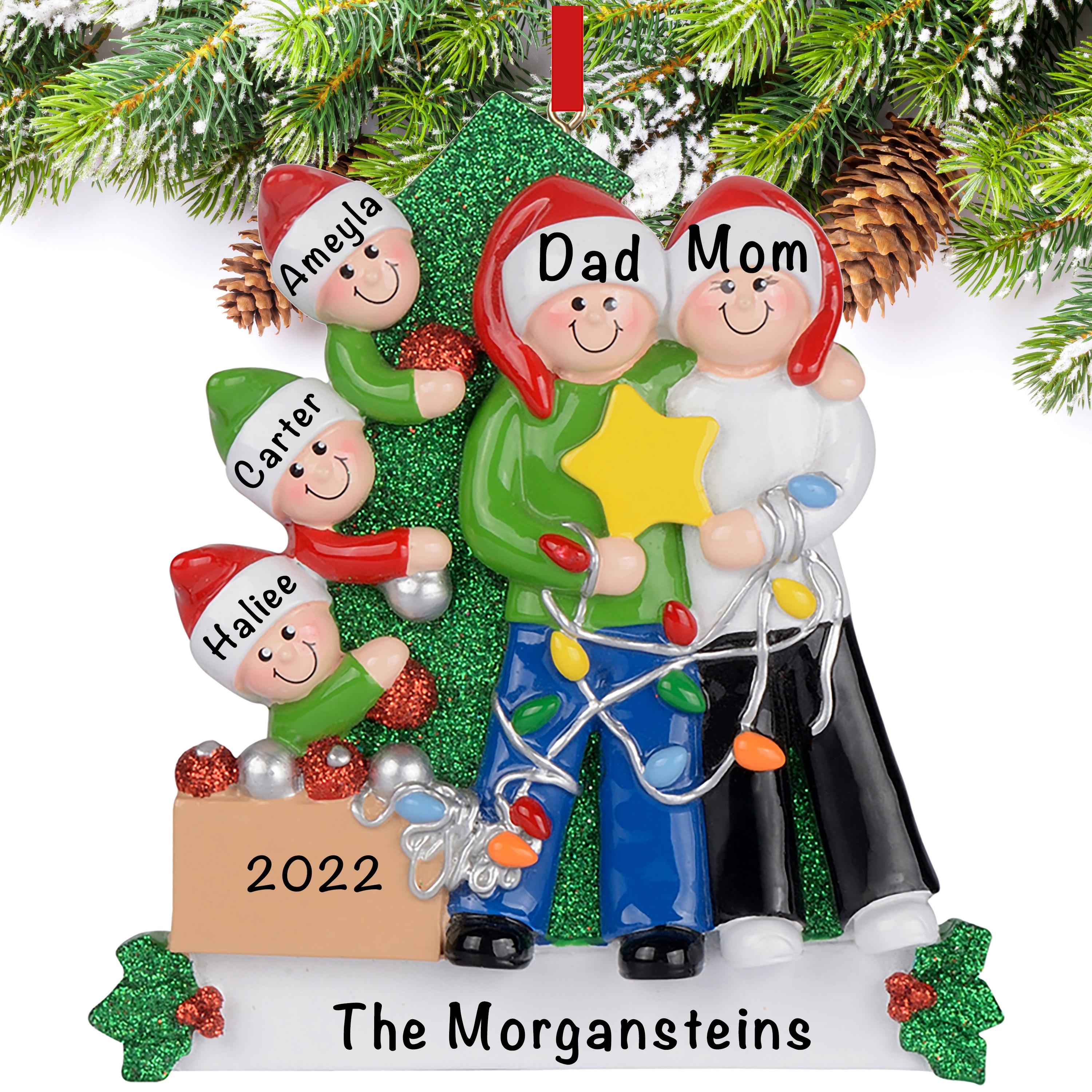 Decorating the Christmas Tree Family of 5 Personalized Christmas Ornament Holiday Traditions