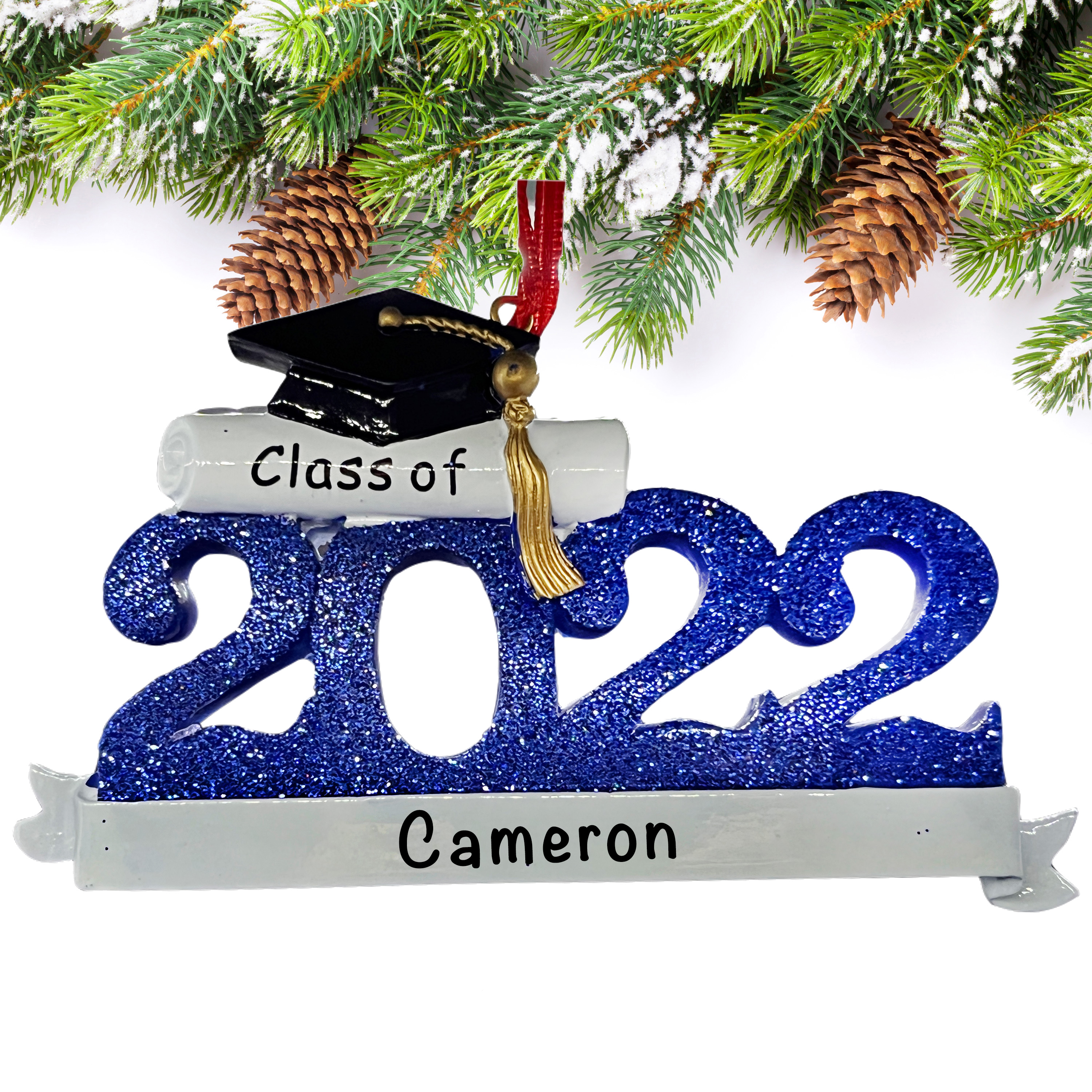 Graduation Ornament - Personalized Christmas Ornament for Grads Blue - Holiday Traditions