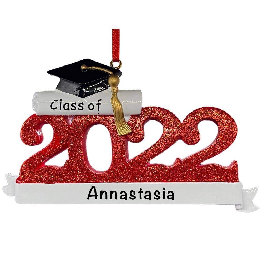 Personalized Christmas Ornament for Grads Red