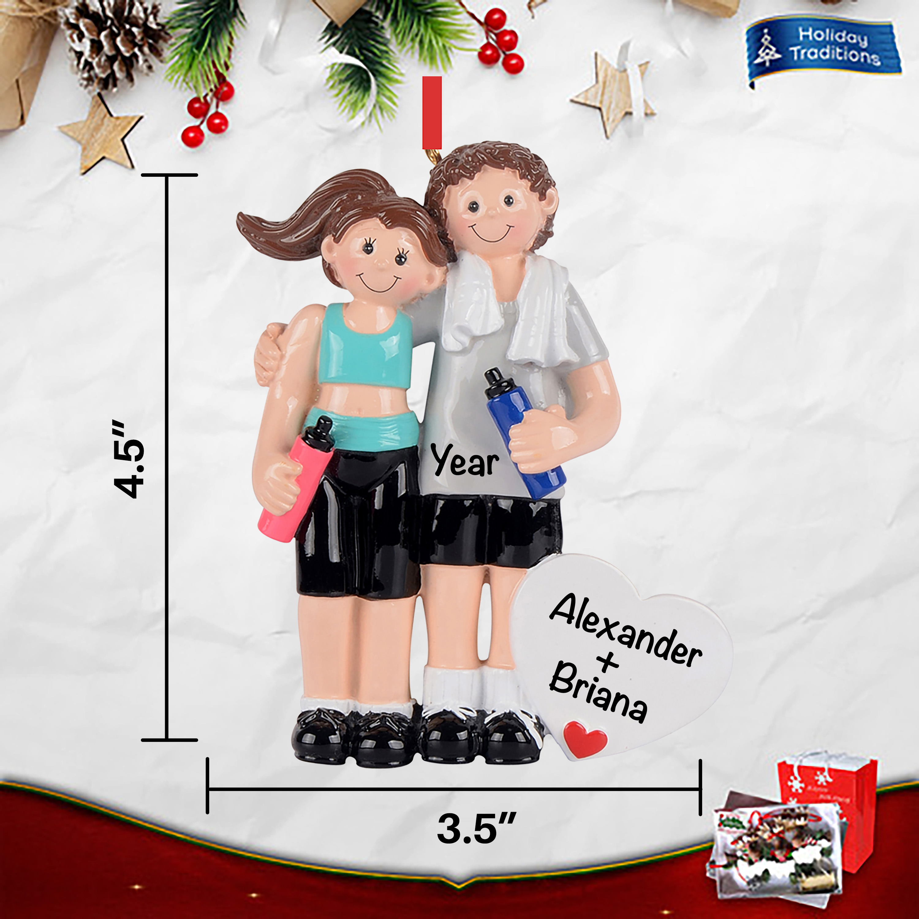 Workout Fitness Couple Personalized Christmas Ornament