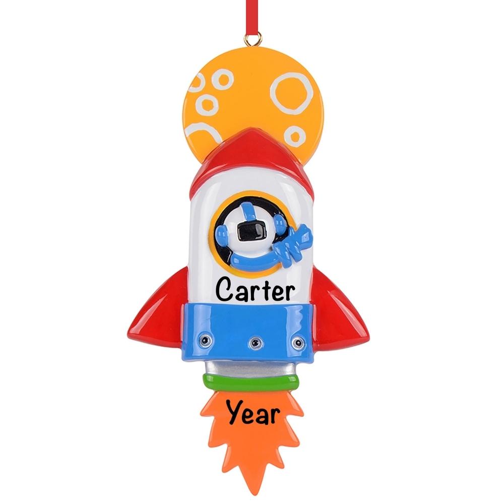 Space Rocket Personalized Christmas Ornament
