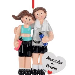 Workout Fitness Couple Personalized Christmas Ornament