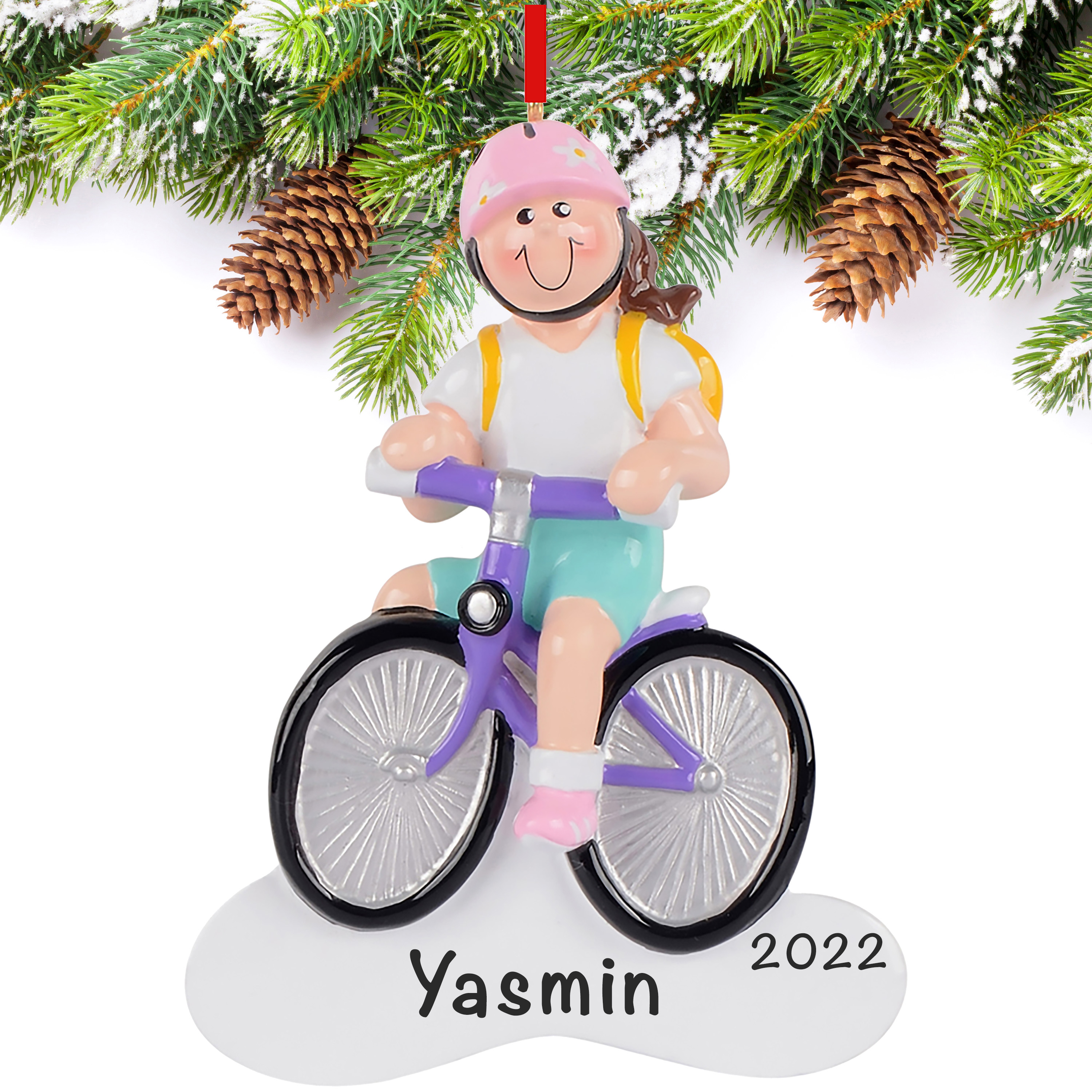 Girl Riding Bike Personalized Christmas Ornament