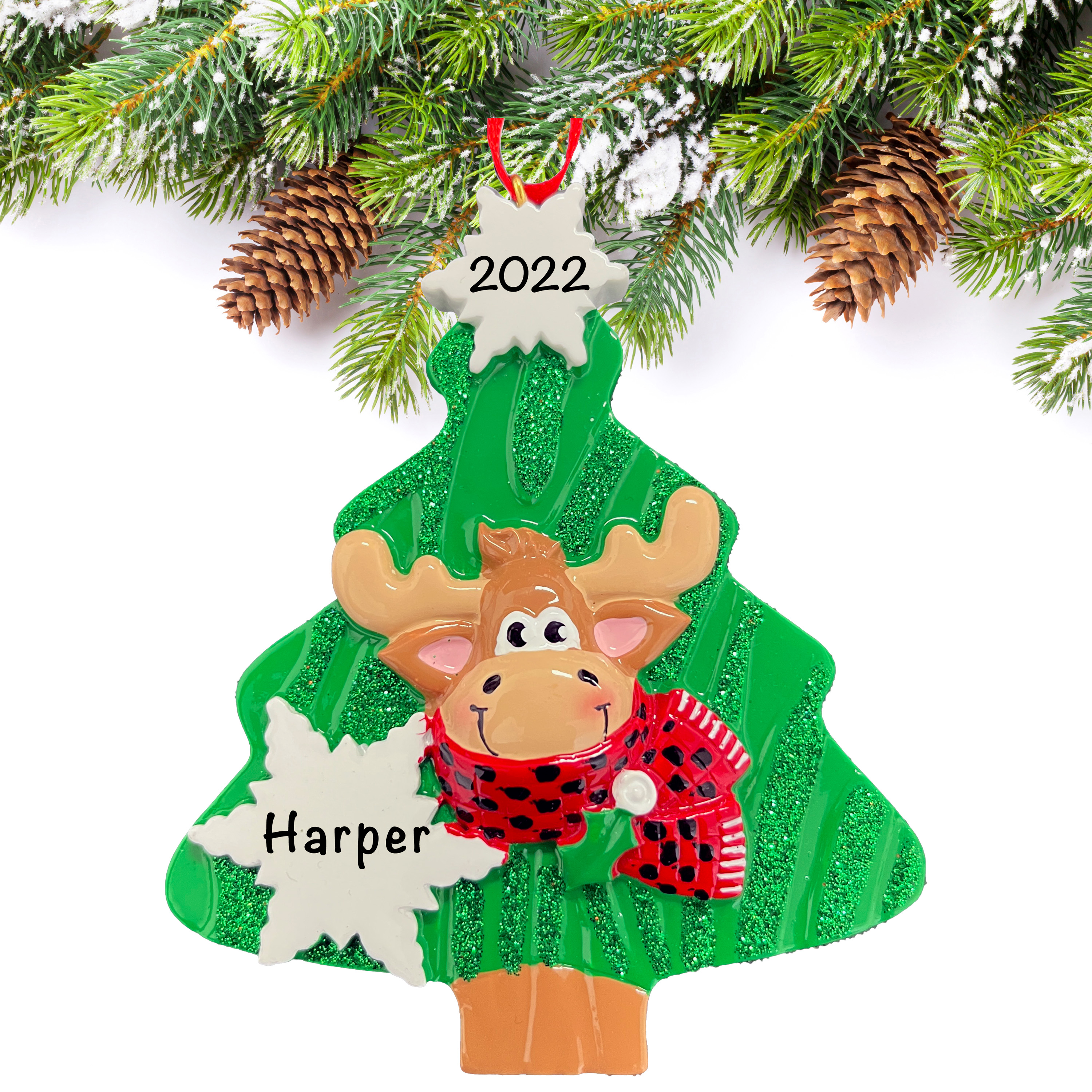 Personalized Moose Christmas Tree Ornament